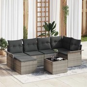 vidaXL Sofá de Jardim Modular de 6 Peças com Almofadas Pretas em Poliratã