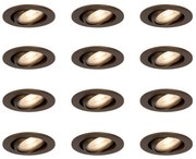 Conjunto de 12 Focos Embutidos Modernos Bronze Escuro Inclináveis - Cisco