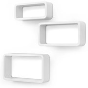 Conjunto de 3 prateleiras flutuantes tipo cubo para arrumação | SONGMICS | 44 x 24,5 x 10 cm | branco | LWS97W.