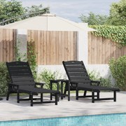 vidaXL Espreguiçadeiras 2 pcs Pretas 162x53x98,5 cm HDPE