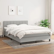 vidaXL Cama com molas/colchão 140x190 cm tecido cinzento-claro