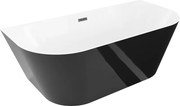 Mexen Oval Slim banheira independente junto à parede 170 x 80 cm, branca/preta, transbordo preto - 52661708075-70