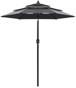 vidaXL Guarda-sol de jardim 3 camadas c/ poste alumínio 2 m antracite