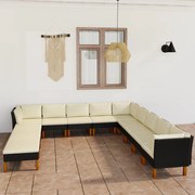 12 pcs conjunto lounge de jardim c/ almofadões vime PE preto