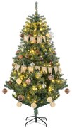 HOMCOM Árvore de Natal Artificial com 150 Luzes LED 650 Ramos e 100 Decorações para Interior Aço Ø106x180 cm Verde