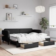 vidaXL Sofá-cama com gavetão e gavetas 80x200 cm tecido preto