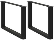 vidaXL Pés para mesa de centro em formato de U, 2 peças, preto, 60x (42-43) cm, aço
