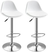 HOMCOM Lote de 2 Bancos de Bar BancoAlta Cozinha com Encosto e Apoio para Os Pés Altura Ajustável 38x42x82-104 cm Branco | Aosom Portugal