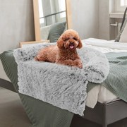 Cama de cachorro de pelúcia antiderrapante com capa lavável removível e gola acolchoada macia Branca S