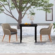 vidaXL 3 pcs conjunto de jantar para jardim com almofadões castanho