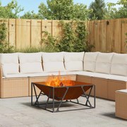 vidaXL Fire Pit Castanho 80 x 80 x 40 cm Aço resistente às intempéries