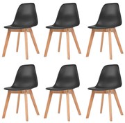 vidaXL Cadeiras de jantar 6 pcs plástico preto