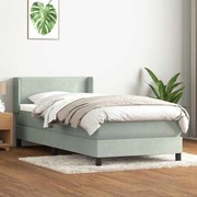 vidaXL Cama com molas/colchão cinzento-claro 90x220 cm veludo