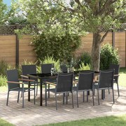 vidaXL Conjunto de Jantar para Jardim - 9 Peças Preto, Textilene e Aço