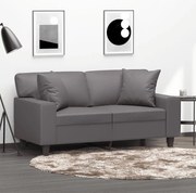 Sofá 2 lugares + almofadas decorativas 120cm couro artif. cinza