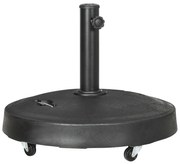 Outsunny Base Guarda Sol Resina com Rodas e Alça Retrátil Mastros Ø32/48 mm Estável e Durável Ø53x41 cm Preto | Aosom Portugal