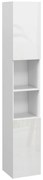 Kleankin Móvel Coluna de Casa de Banho 2 Armários com Prateleiras Ajustáveis 2 Nichos 30x30x181,5 cm Branco | Aosom Portugal