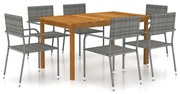 vidaXL 7 pcs conjunto de jantar para jardim cinzento