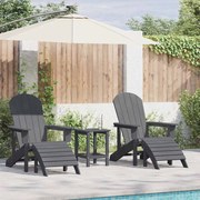 vidaXL Cadeiras Adirondack com Descansapés 2 pcs Cinza Claro HDPE