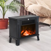 Lareira Eléctrica tipo aquecedor com ilusão de lenha arder 600W/1200W – Preto - 34.5x17x31cm