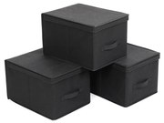 SONGMICS Conjunto de 3 caixas de armazenamento dobráveis ​​com tampas, cubos de tecido com porta-etiquetas, organizador de caixas de armazenamento, 40 x 30 x 25 cm, preto RFB03H