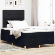 vidaXL Cama Box com colchão com cabeceira Preto 120 x 190 cm tecido