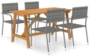 vidaXL 5 pcs conjunto de jantar para jardim cinzento