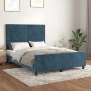 vidaXL Estrutura de cama sem colchão 140x200 cm veludo azul-escuro