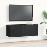 vidaXL Armários de parede para TV (Conjunto de 2) - Carvalho Preto, 80x30x30 cm, Feito de Madeira de Engenharia