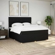 vidaXL Cama com molas/colchão 180x200 cm tecido preto