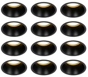 Conjunto de 12 Focos Embutidos Pretos GU10 70mm IP44 - Dept