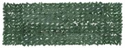 Tela de varanda com folhas verde-escuras 300x100 cm