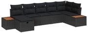 vidaXL Conjunto de Sofá de Jardim com almofada 8 pcs Preto vime PE
