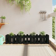 vidaXL Canteiro elevado c/ design cerca 150x30x30cm pinho maciço preto