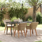 vidaXL Conjunto de Jantar de Jardim 5 Peças Bege em Rattan Sintético