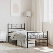 vidaXL Estrutura de cama com cabeceira e pés 107x203 cm metal preto