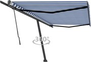 vidaXL Toldo retrátil manual independente 500x300 cm azul e branco