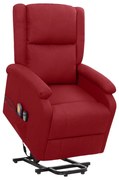 vidaXL Poltrona elevatória de massagens tecido vermelho tinto