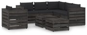 8 pcs conj. lounge jardim + almofadões madeira impreg. cinzento