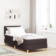 Cama Box Spring com Colchão Castanho Escuro 80x200 cm Tecido