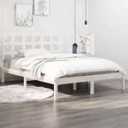 vidaXL Estrutura de cama casal 135x190 cm madeira maciça branco