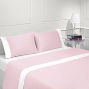 Jogo de lençóis 100% algodão - COIMBRA ROSA da Casa&Algodão: cama 180cm - 1 sábana encimera 260 x 290 cm + 1 bajera ajustable 180 x 200 + 30 cm + 2 funda almohada 50x70 cm