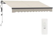 Outsunny Toldo Elétrico Retrátil com Controlo Remoto 296x250 cm Toldo de Exterior Enrolável com Manivela e Proteção UV30+ Creme