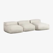 Sofá Modular Chaise Longue De 3 Peças Dojans Beige Semoline - Sklum