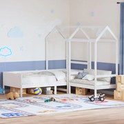 vidaXL Conj. sofá-cama e banco c/ telhado 90x190cm pinho maciço branco