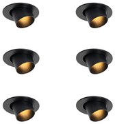 Conjunto de 6 focos embutidos pretos GU10 35mm redondos inclináveis - Installa Moderno