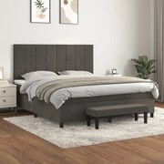 vidaXL Cama com molas/colchão 160x200 cm veludo cinzento-escuro