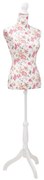 vidaXL Busto manequim de senhora algodão branco e rosa
