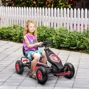 Kart a Pedais para Crianças 5-12 Anos Kart a Pedais Infantil com Assento Ajustável Pneus Insufláveis Amortecimento e Travão de Mão Carga Máx. 50kg 121