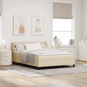 Cama Box Spring vidaXL com Colchão Creme 140x200 cm Tecido